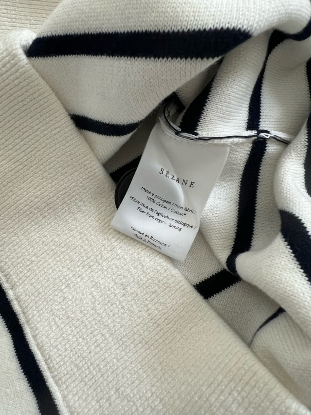 Sezane Alba Cotton Jumper Sweater in Natural Navy XS - Picture 6 of 12